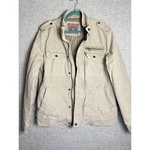 Levis Twill Khaki Tan Brown Military/Trucker/Field/Utility Full Zip Jacket MED